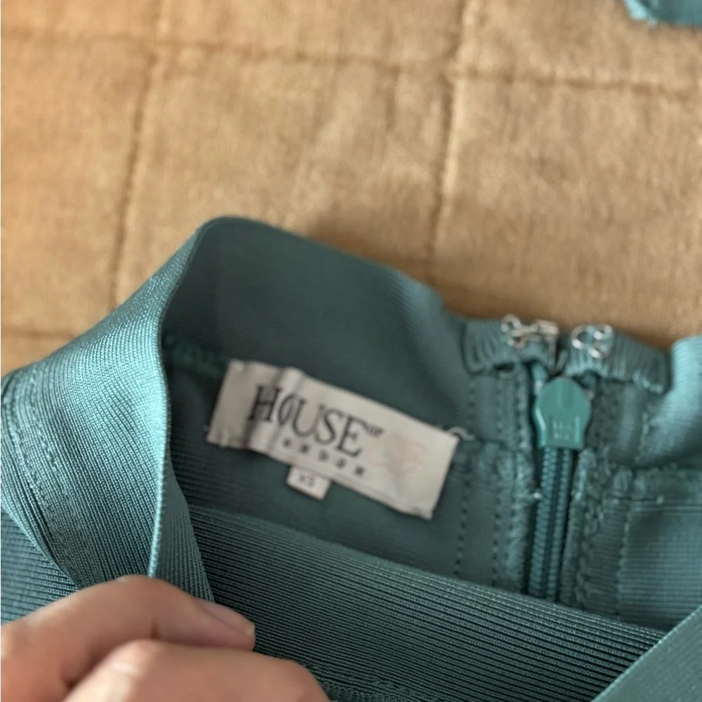 House of CB Aqua Suiza Bandage Pencil Skirt & Top Coordinating Set. Size XS